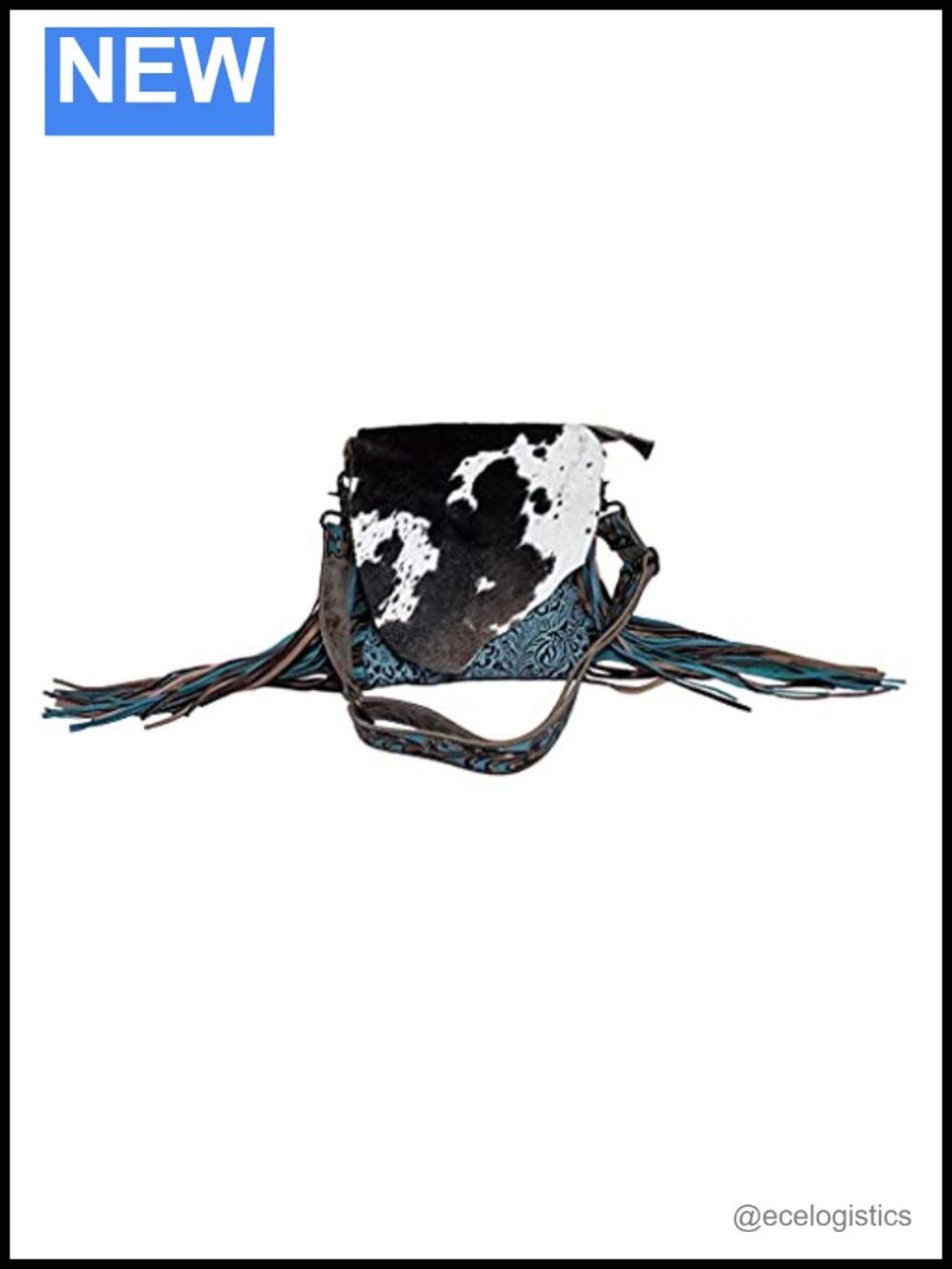 Western Fringe Purse for Women Real Cowhide Leather Saddle Bag